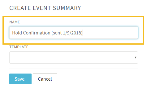 creating event summaries hold confirmations and other documents